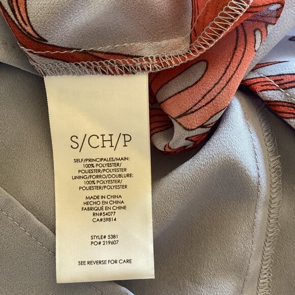 Cabi Tropical Print Dress V-Neck Sleeveless Ruffle Trim Size Small‎ Blue & Red - Picture 3 of 7